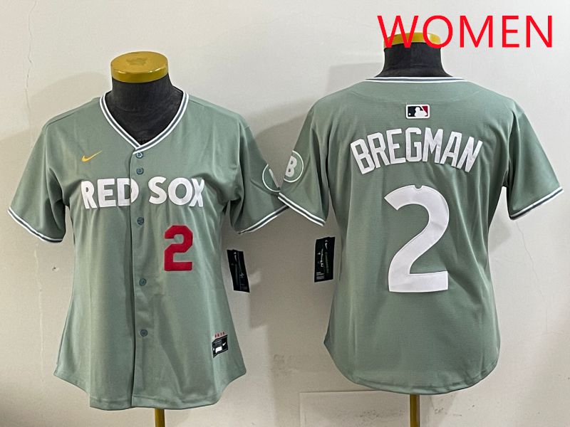 Women 2025 Boston Red Sox #2 Bregman Green Joint Name Nike MLB Jersey style 4